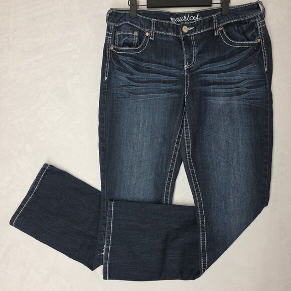 Maurices Womens Scarlett Straight Leg Jeans Blue Size  13/14 SHORT Indigo *Read* - Picture 1 of 16